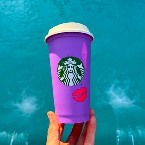 Starbucks 2021 Lilac Purple Color Changing Lips Reusable Hot Cup